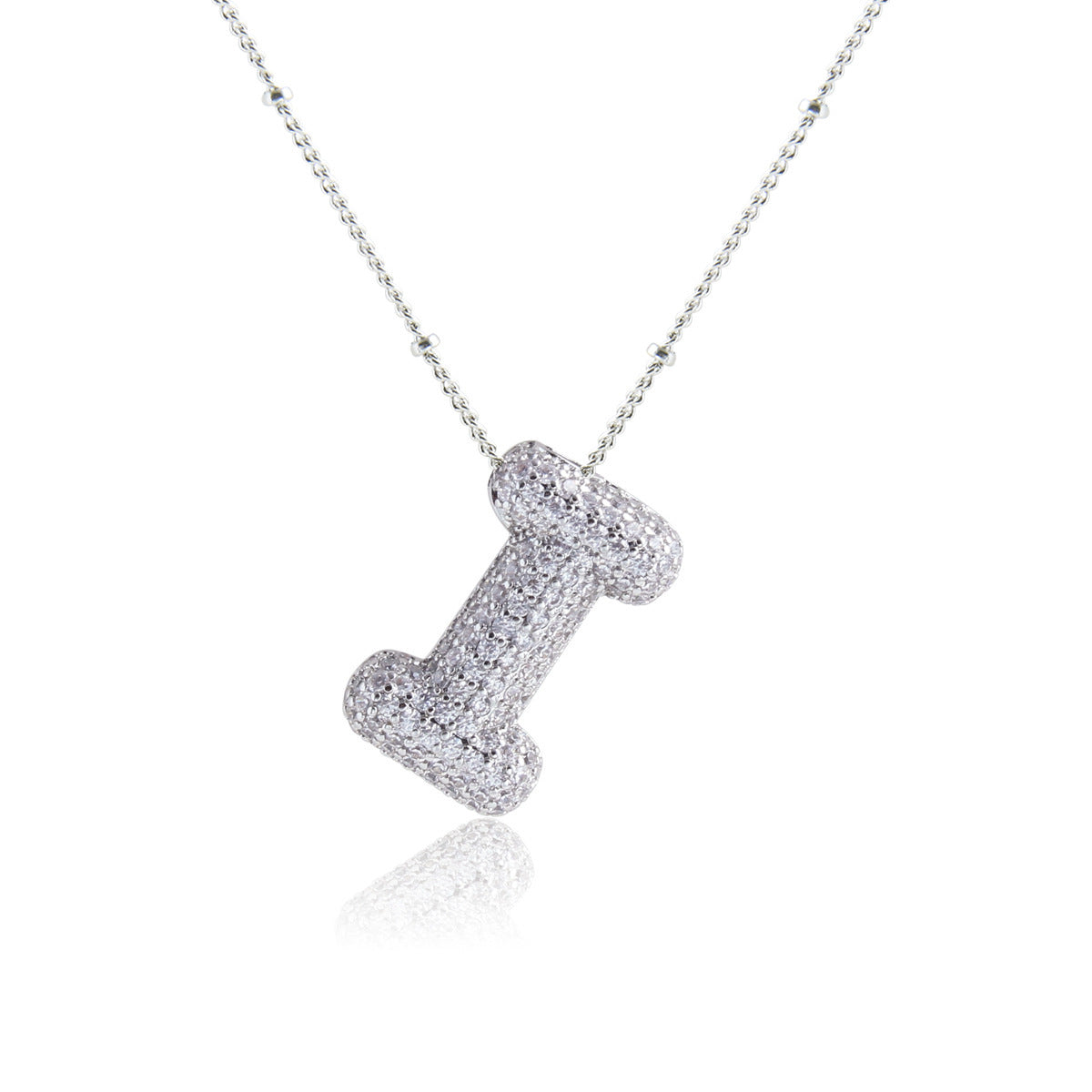European And American Letter Necklace Inlaid With Zircon Hollow Copper White Gold Plated