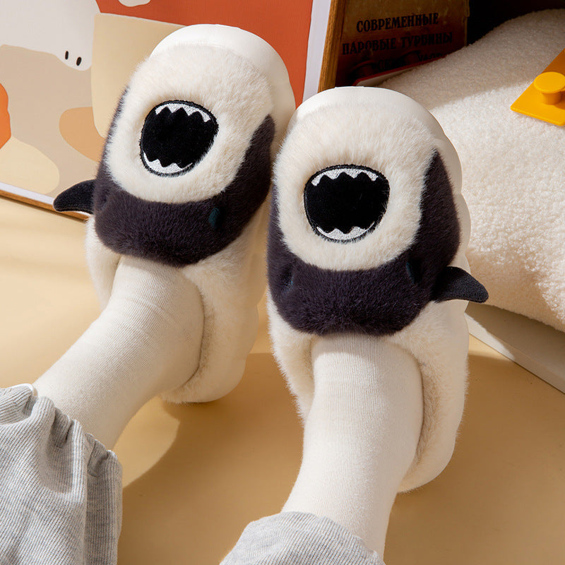 Cartoon Shark Cotton Slippers Winter Home Non-slip Indoor Plush Warm