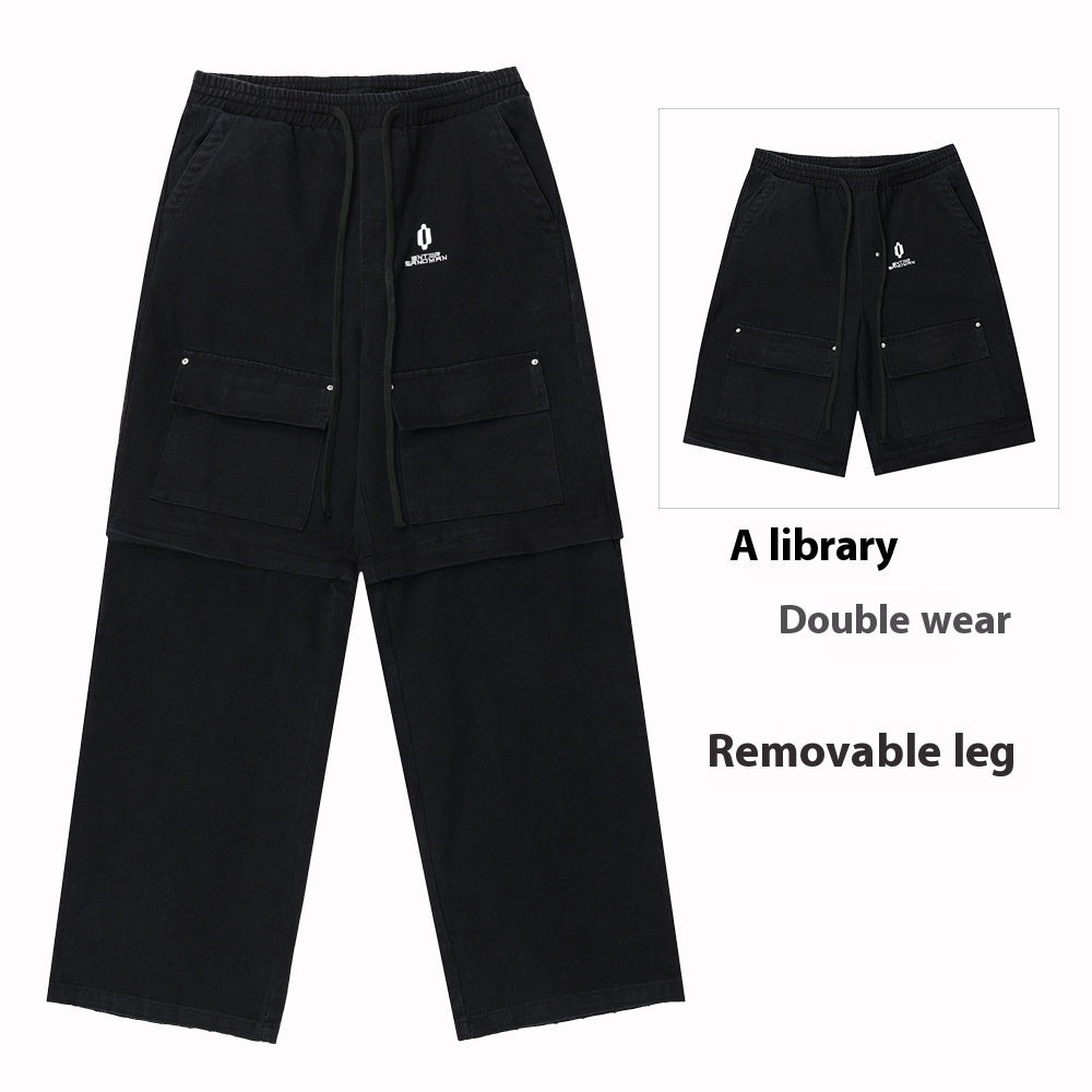 Mechanical Style Washed And Worn Overalls Men