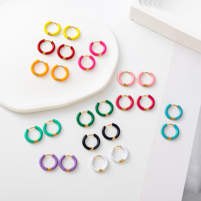 Collier d'huile coloré Clip d'oreille en acier inoxydable