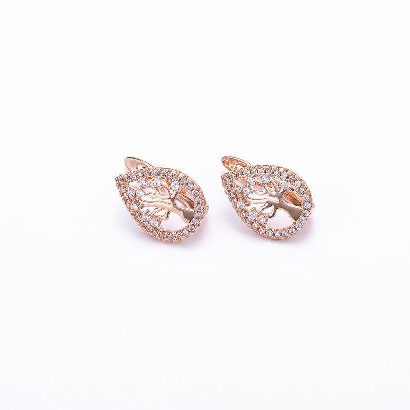 Boucles d'oreilles créatives en cuivre cloutées de zircon