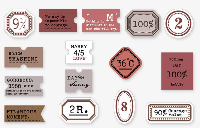 Mini Etiqueta Serie Retro Mano Cuenta DIY Decoración Papel Base 45 Hojas