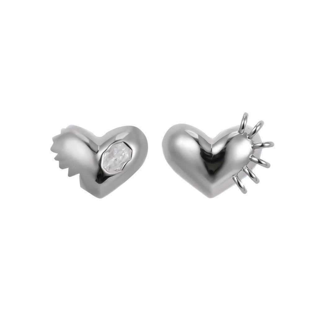 Pendientes Corazón Irregular Aguja de Plata 925