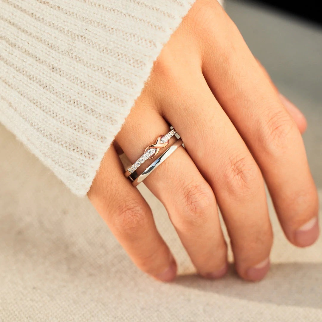 S925 Sterling Silver Double-layer Dense Nail Infinite Ring