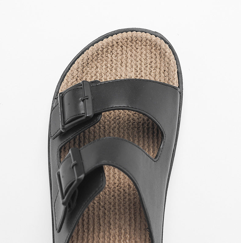 Pantoufles décontractées en corde de chanvre, Massage à haute élasticité, mi-bas, pour la maison