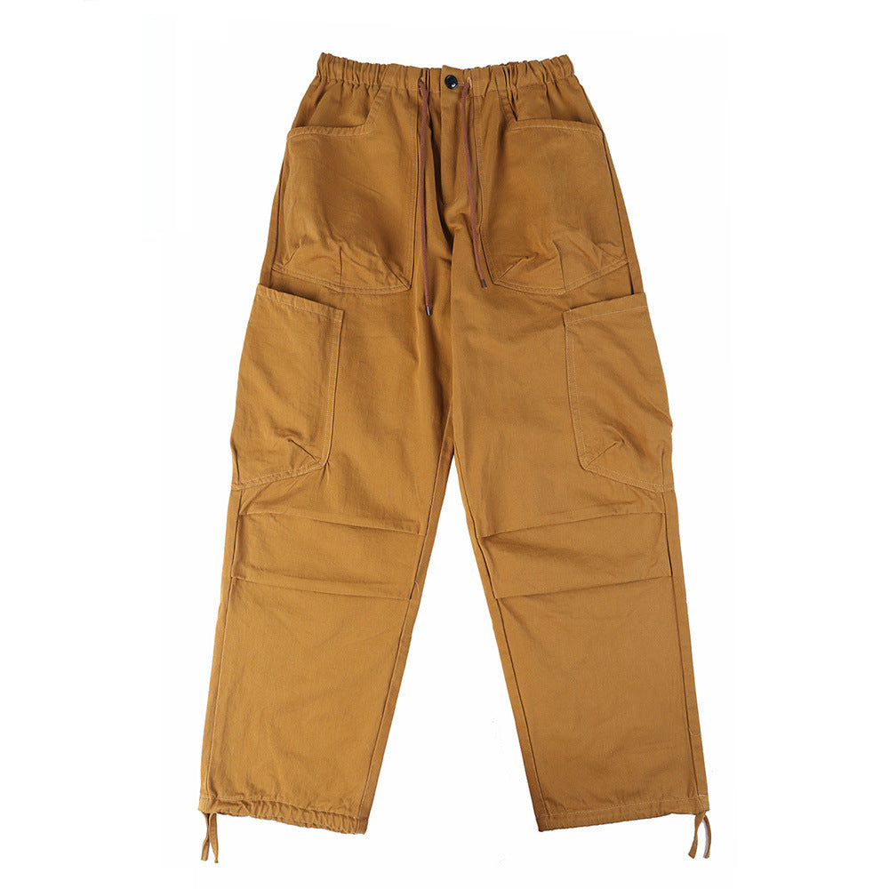 American Japanese Pleated Casual Pants Ankle Drawstring Sports Trousers