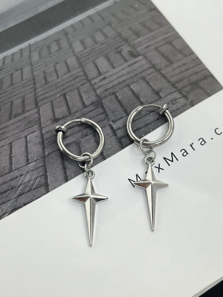 Cool Style Special-interest Design Personality Four Eight-pointed Stars Ring Earrings