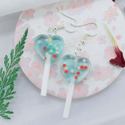 Boucles d'oreilles simples en résine, petites sucettes d'amour