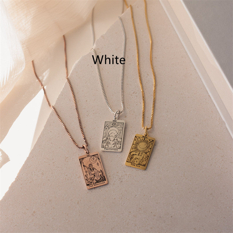 Pendant With Exquisite Square Tarot Pattern Necklace