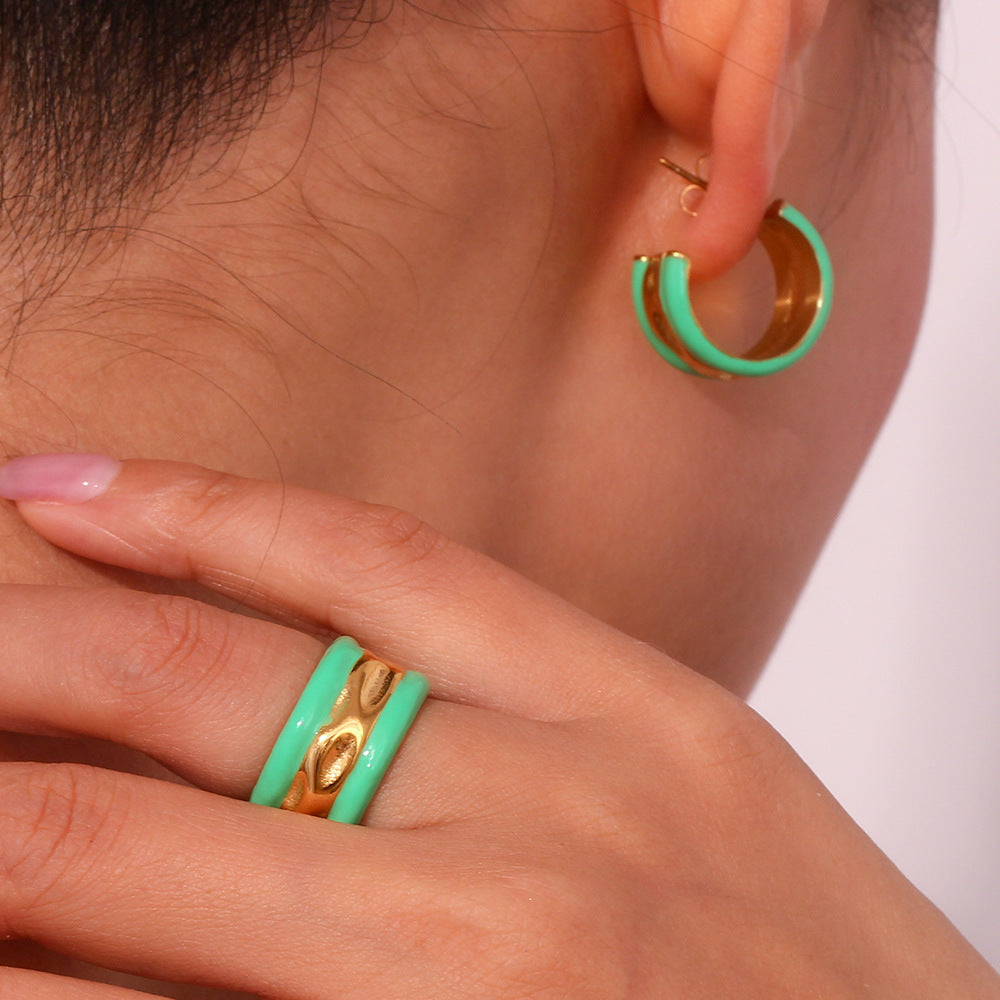 Water Ripple Summer Contrast Color Drop Oil Ring