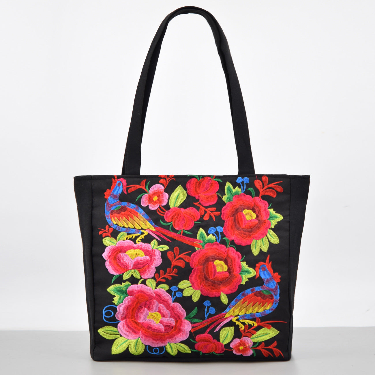 Sac à bandoulière brodé de style ethnique, sac de courses portable de grande capacité