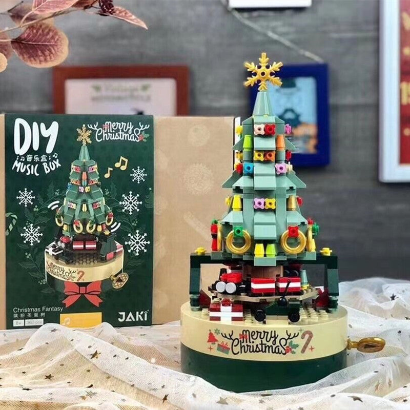 Blocs de construction à monter soi-même, boîte à musique, modèle d'arbre de noël, décoration de bureau, boîte-cadeau pour femmes et enfants, cadeaux du nouvel an