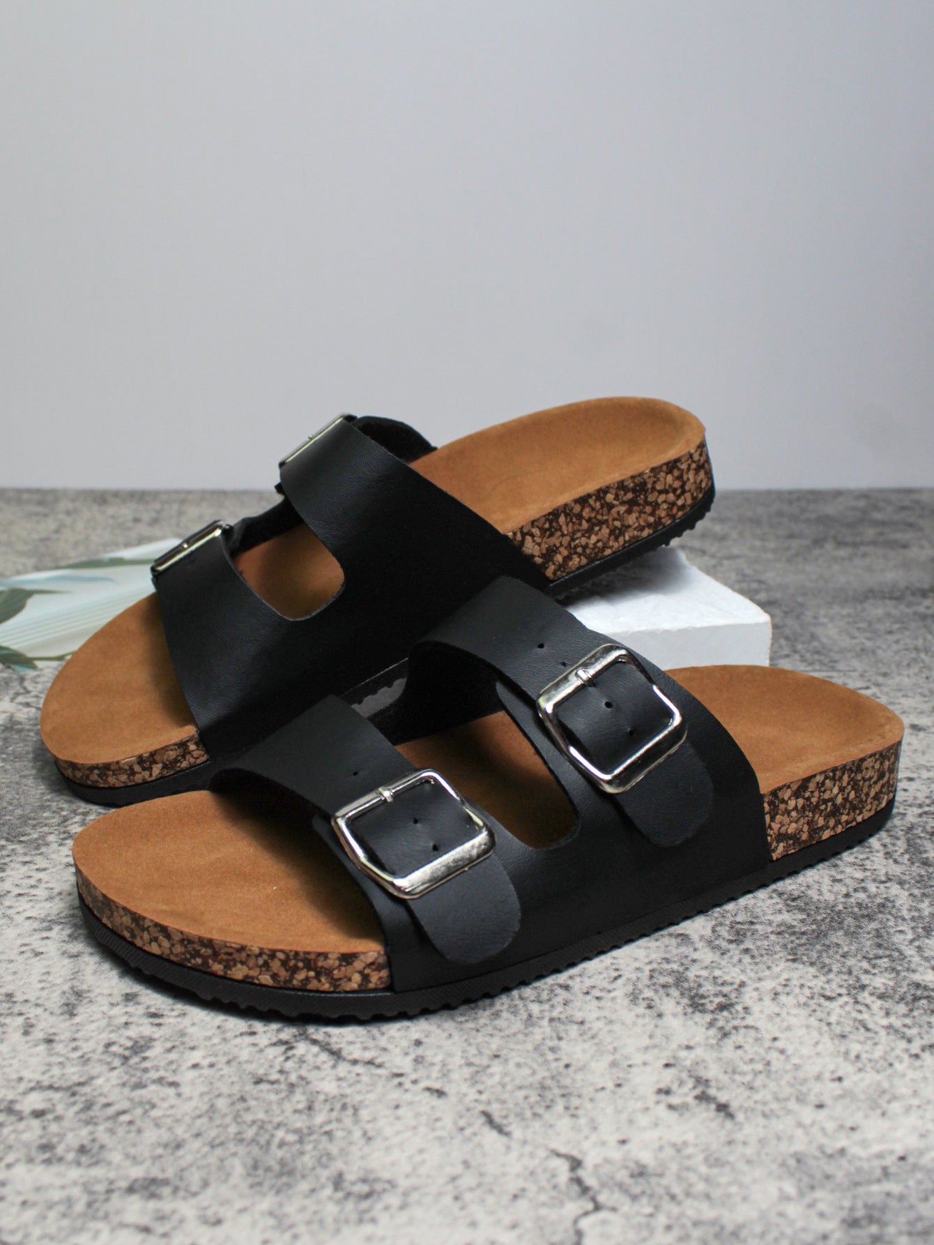 Pantoufles de plage à semelle en liège avec surface en PU