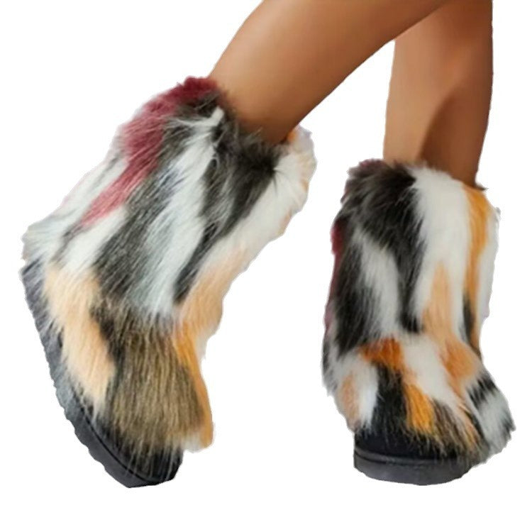 Plus Size Women's Shoes Fashion All-match Fur Boots Women's Shoes