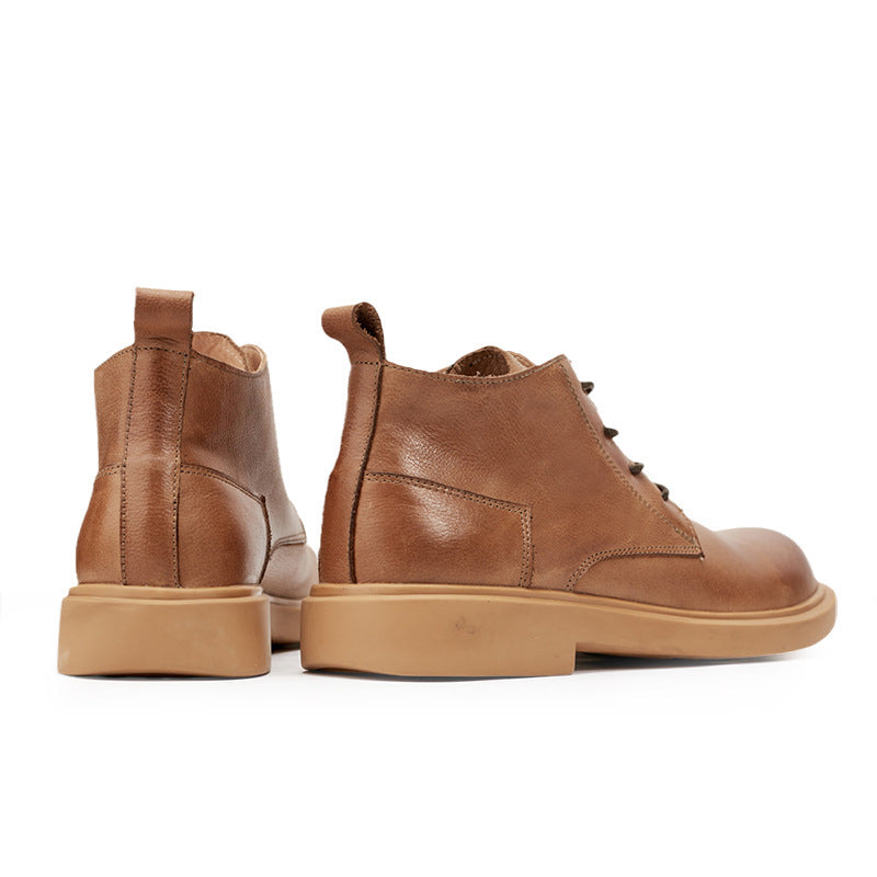 Botas Martin Botas de cuero de moda Botas planas con cordones Botas media caña Botas casuales para hombres que combinan con todo
