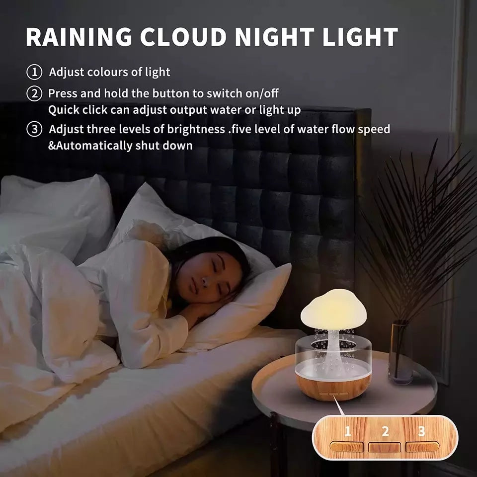 Venta al por mayor, lámpara de seta con Aroma de nube de lluvia, difusor de aceite esencial de aromaterapia, Micro humidificador, luz nocturna de nube de lluvia
