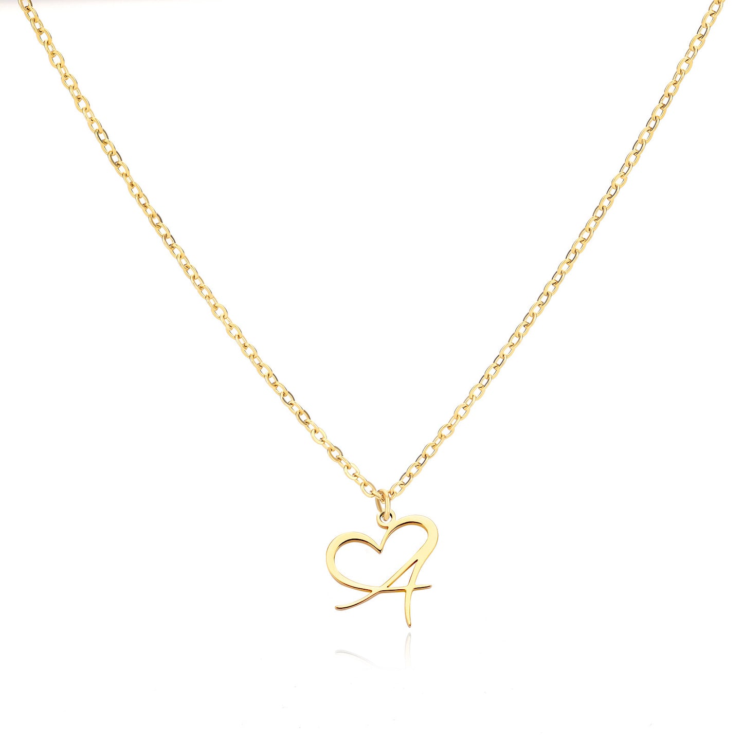 Collier créatif en acier inoxydable avec pendentif lettre cœur Simple pour femmes