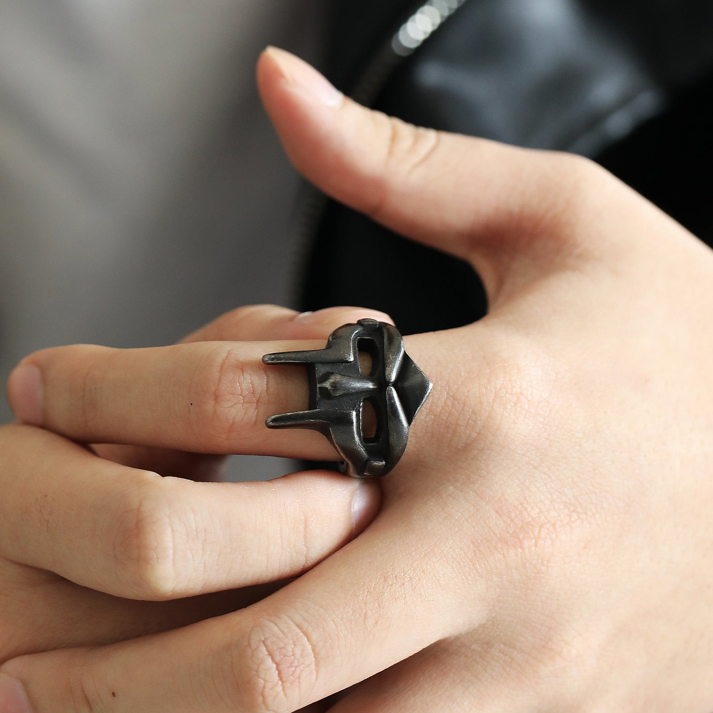 Bague en acier titane tête fantôme dominateur Hip Hop