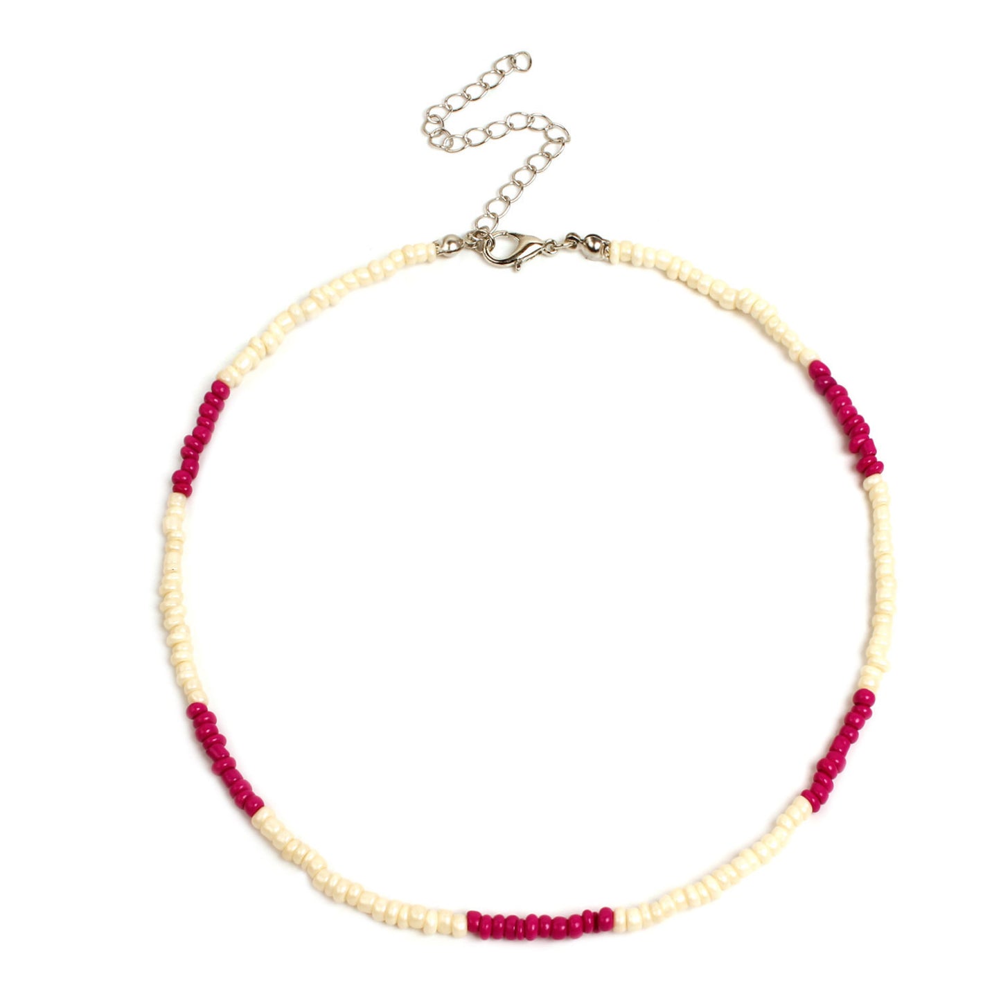 Collier pour femme en perles de verre blanc naturel, doux et simple