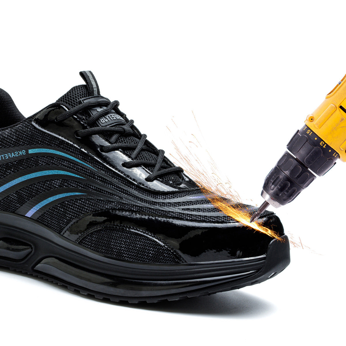 Chaussures superbes de protection du travail en cuir de fibre avec l'anti fonction fracassante