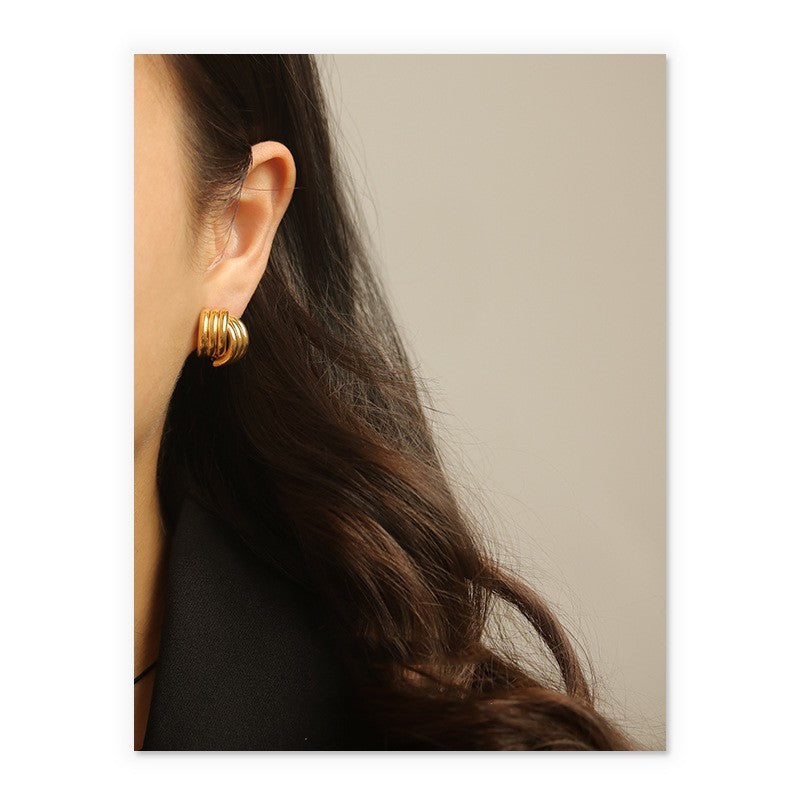 Clous d'oreilles en laiton plaqué or véritable, haute rétention de couleur