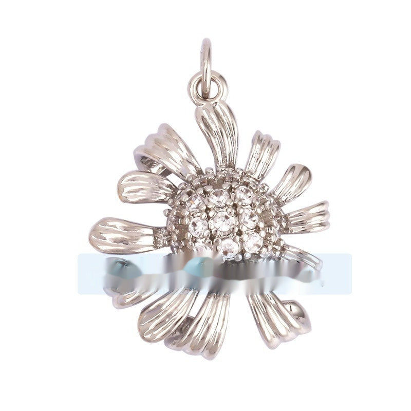 Pure Copper Micro-inlaid Color Flower Zircon Hollow Glossy Flower Listing