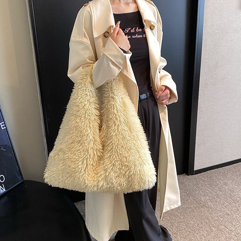 Sacs à main en peluche pour femmes, sac à bandoulière de grande capacité, mignon mode de luxe de styliste, fourre-tout tendance, nouvelle collection automne et hiver