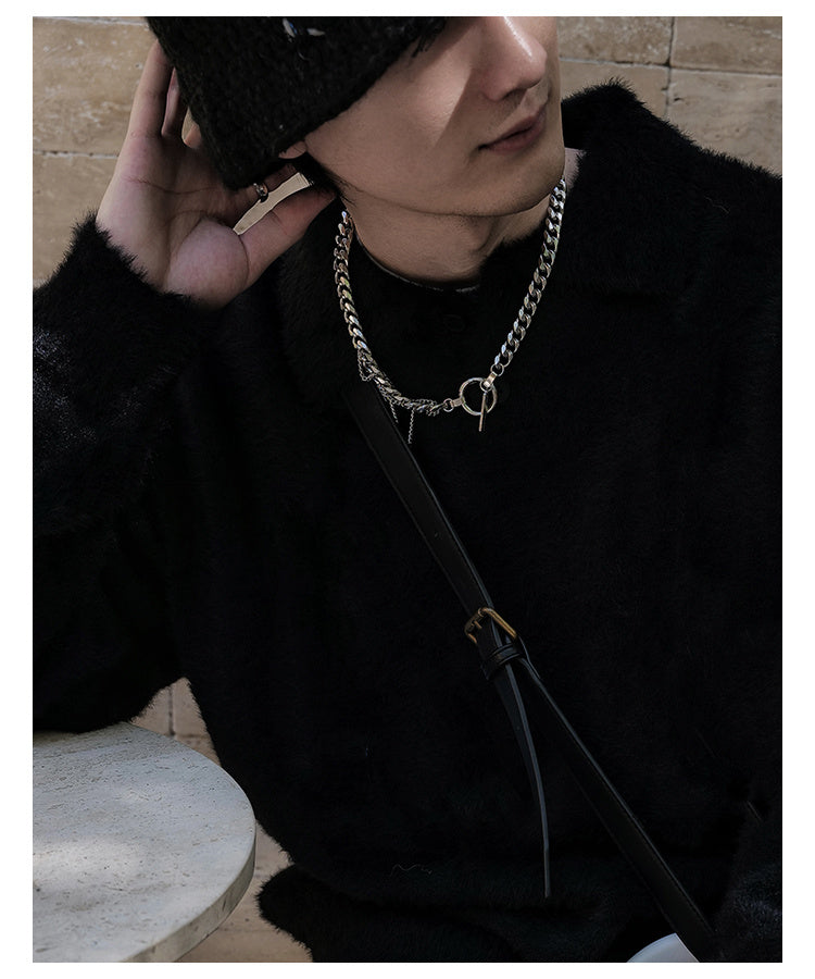Collier avec anneau à pampilles et chaîne enroulée pour fête étudiante, tendance