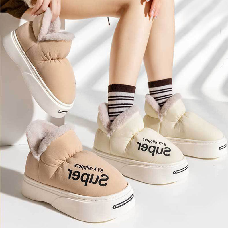 Pantoufles en coton à talons couverts pour femmes, pantoufles chaudes d'hiver à semelles épaisses, chaussures de marche intérieures et extérieures pour le jardin, nouvelle collection