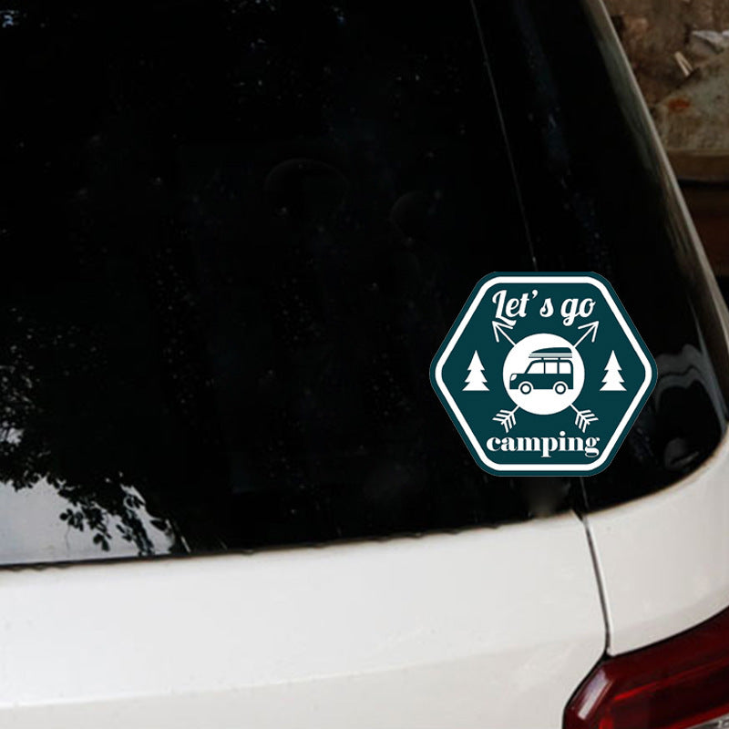 Autocollant de voiture drôle de Camping, dessin animé créatif moto réfrigérateur planche à roulettes