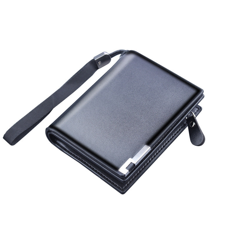 Cartera con cremallera para hombre de gran capacidad con tres pliegues