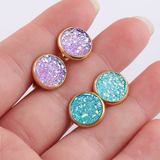 Boucles d'oreilles à tige étoilées en acier inoxydable plaqué or