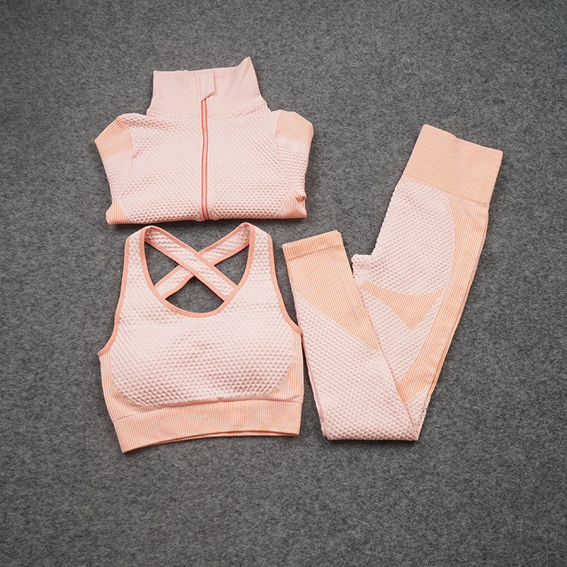 Costume de yoga de sport de pantalon de fitness extensible trois pièces