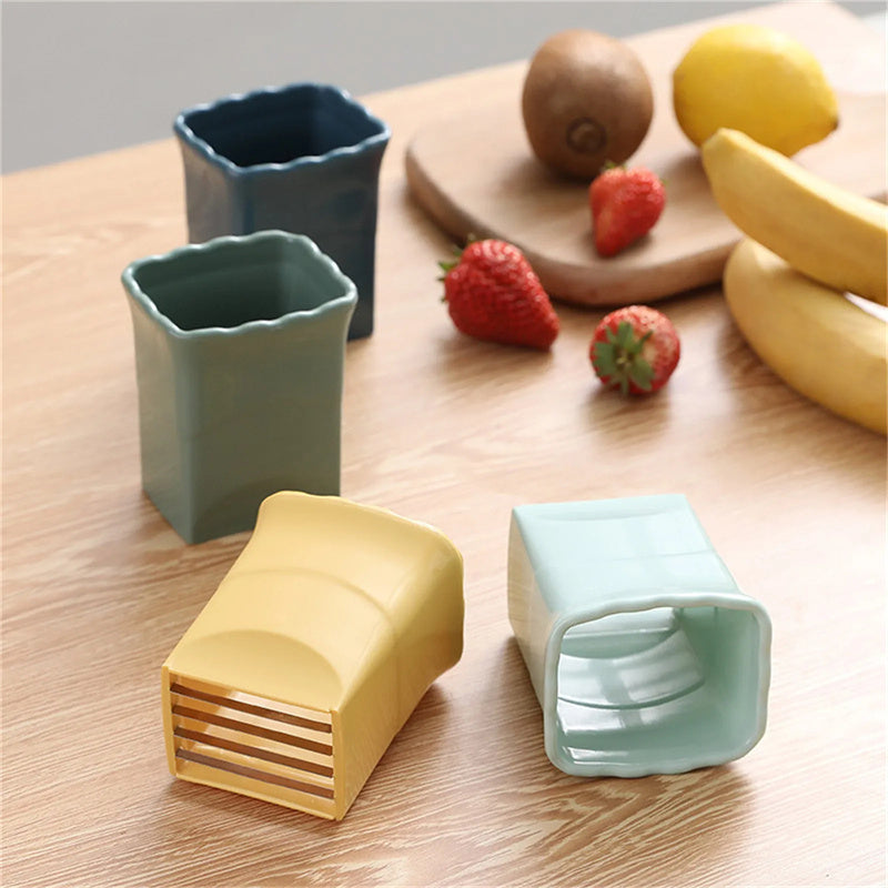 Trancheuses de tasses trancheuses de fruits trancheuses d'oeufs trancheuses de fraises en acier inoxydable coupe-banane coupe-fruits et légumes Gadget de cuisine