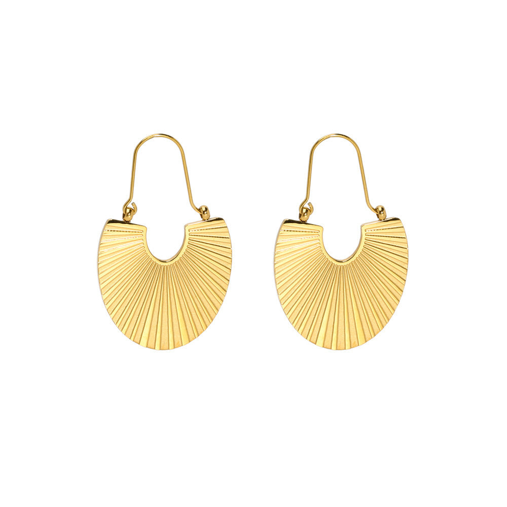 Boucles d'oreilles pétoncles côtelées en acier inoxydable