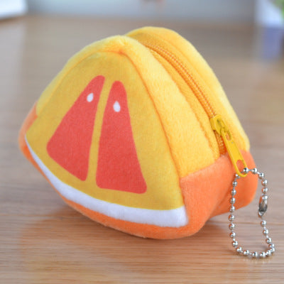 Cadeau créatif pour la journée des enfants, portefeuille en peluche solide Triangle Fruit zéro, sac à monnaie, sac à clés, sangle