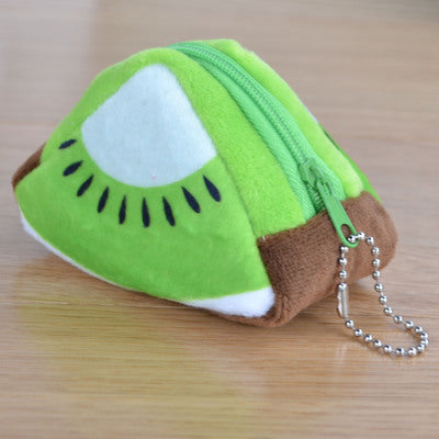 Cadeau créatif pour la journée des enfants, portefeuille en peluche solide Triangle Fruit zéro, sac à monnaie, sac à clés, sangle