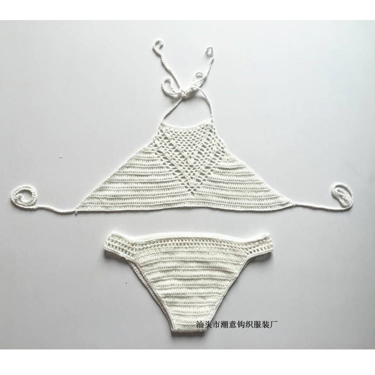 Europe explosion crochet tissé à la main costume sexy bikinis plage bikinis soutien-gorge maillot de bain 