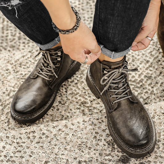 Botas de cuero Botas de trabajo británicas para hombres Impermeables