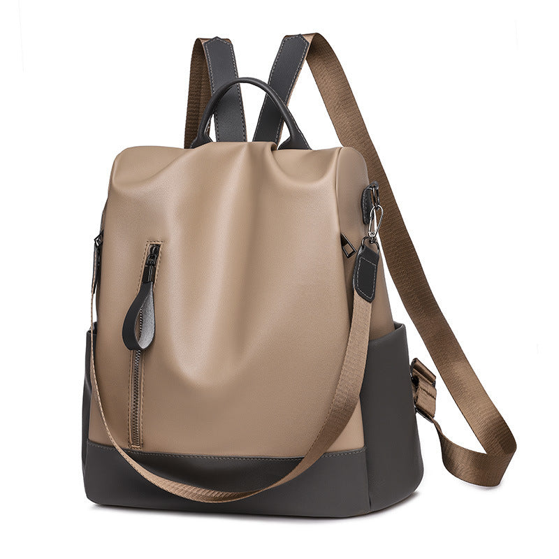 Bolso de mujer PU Mochila con textura de cuero suave Moda estilo de Hong Kong Gran capacidad