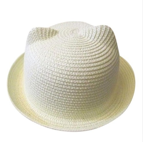 Chapeau d'été coréen oreilles de chat mignon, chapeau de paille, chapeau de soleil