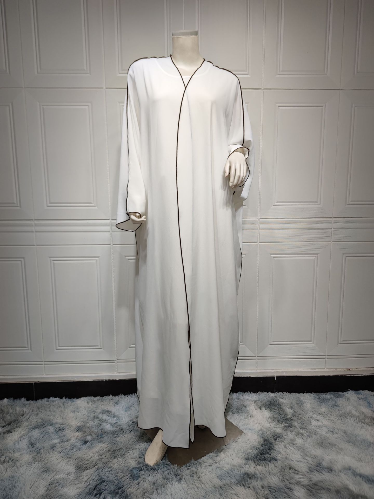 Robe Abaya grande taille en patchwork blanc pour femmes