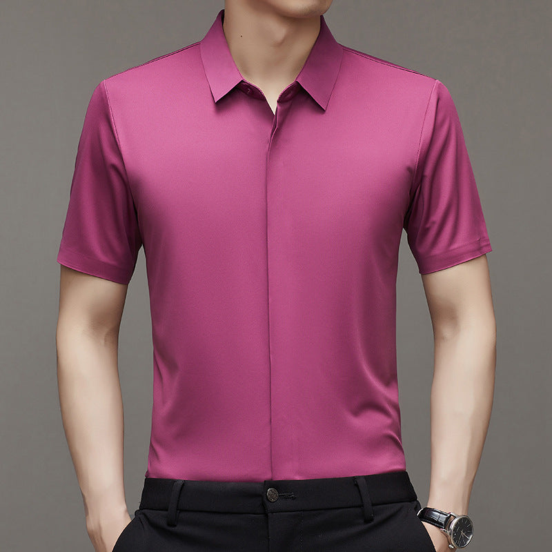 Pure Color Seamless Men's Shirt Business Casual