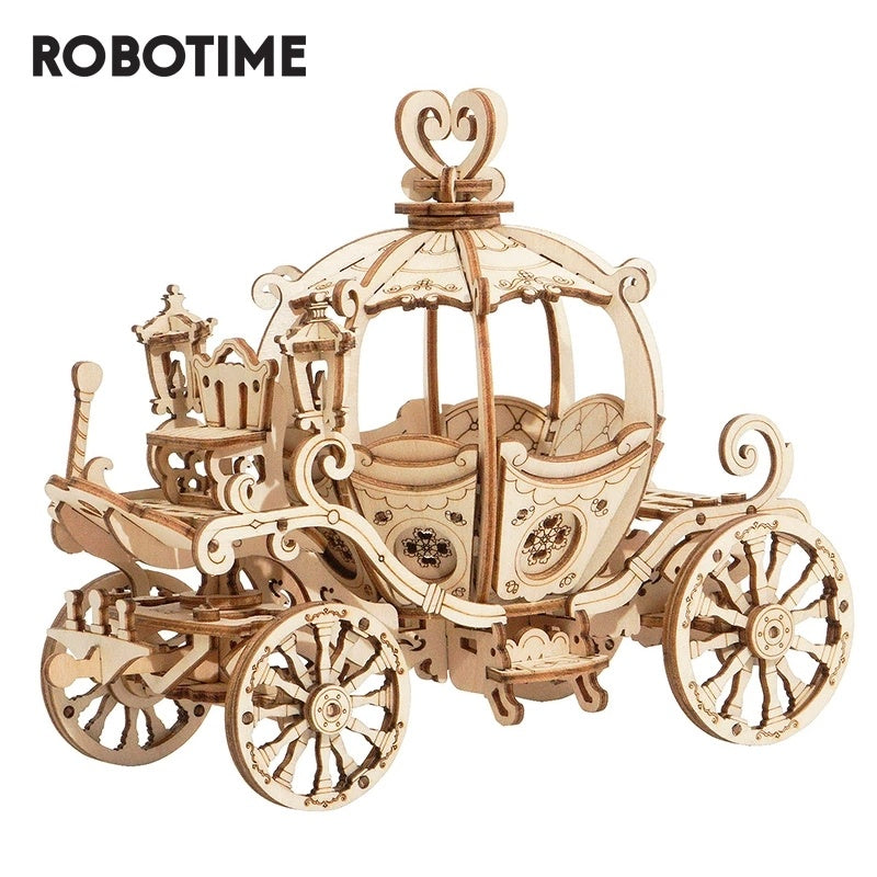 Robotime – chariot citrouille modèle 3D, Puzzle en bois, jouets d'assemblage pour enfants filles, cadeau d'anniversaire et de noël, livraison directe