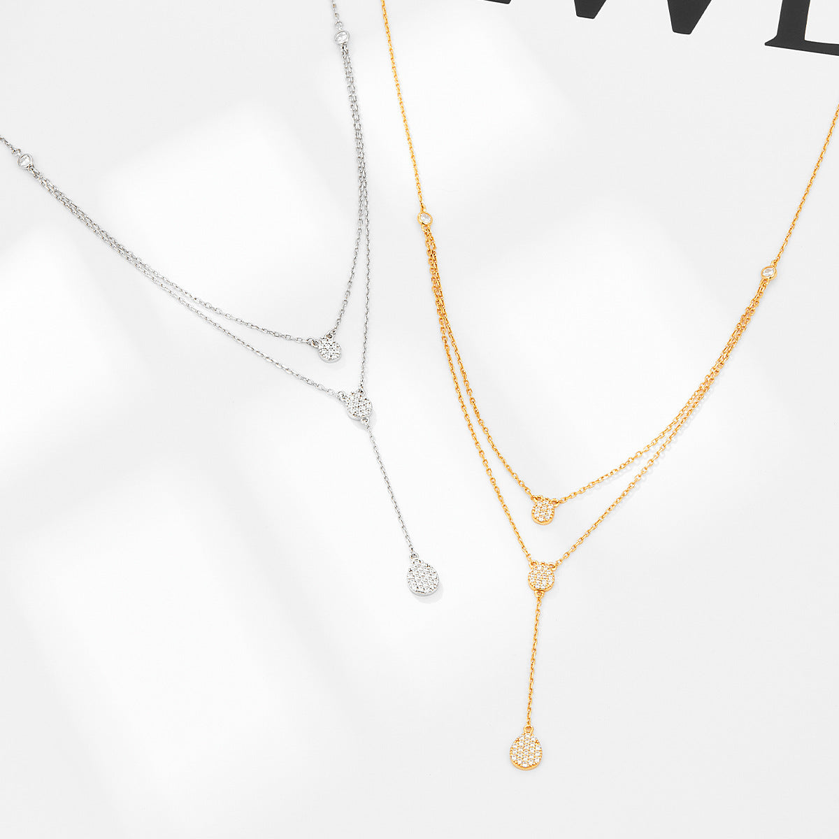 Collar de doble capa con diamantes de gota de agua para mujer, cadena de clavícula de alta calidad, Simple, elegante, de plata 925