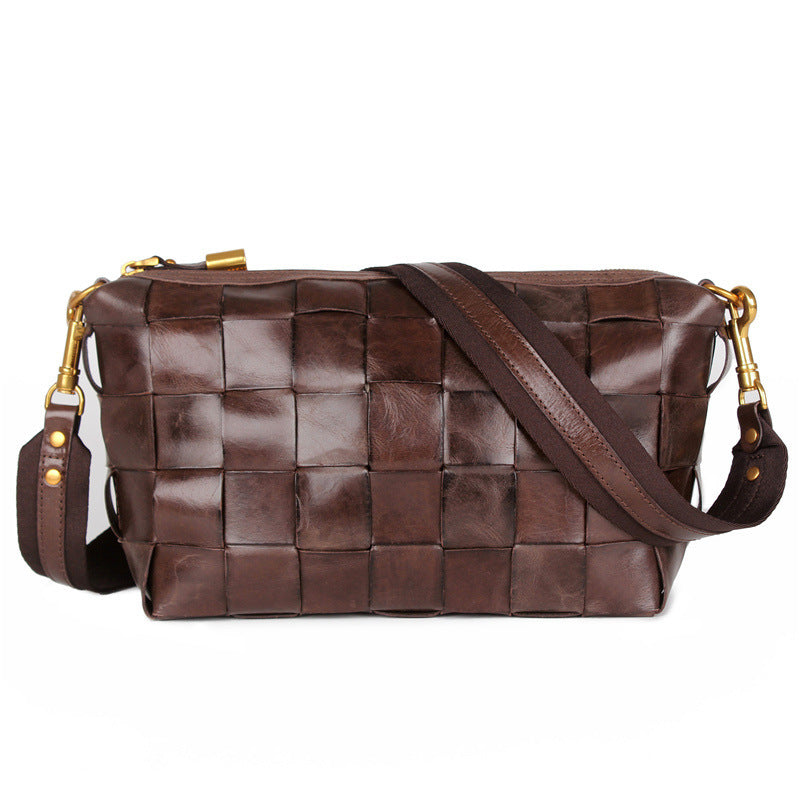 Sac à bandoulière vintage tissé à la main avec peau de vache à couche supérieure tannée végétale