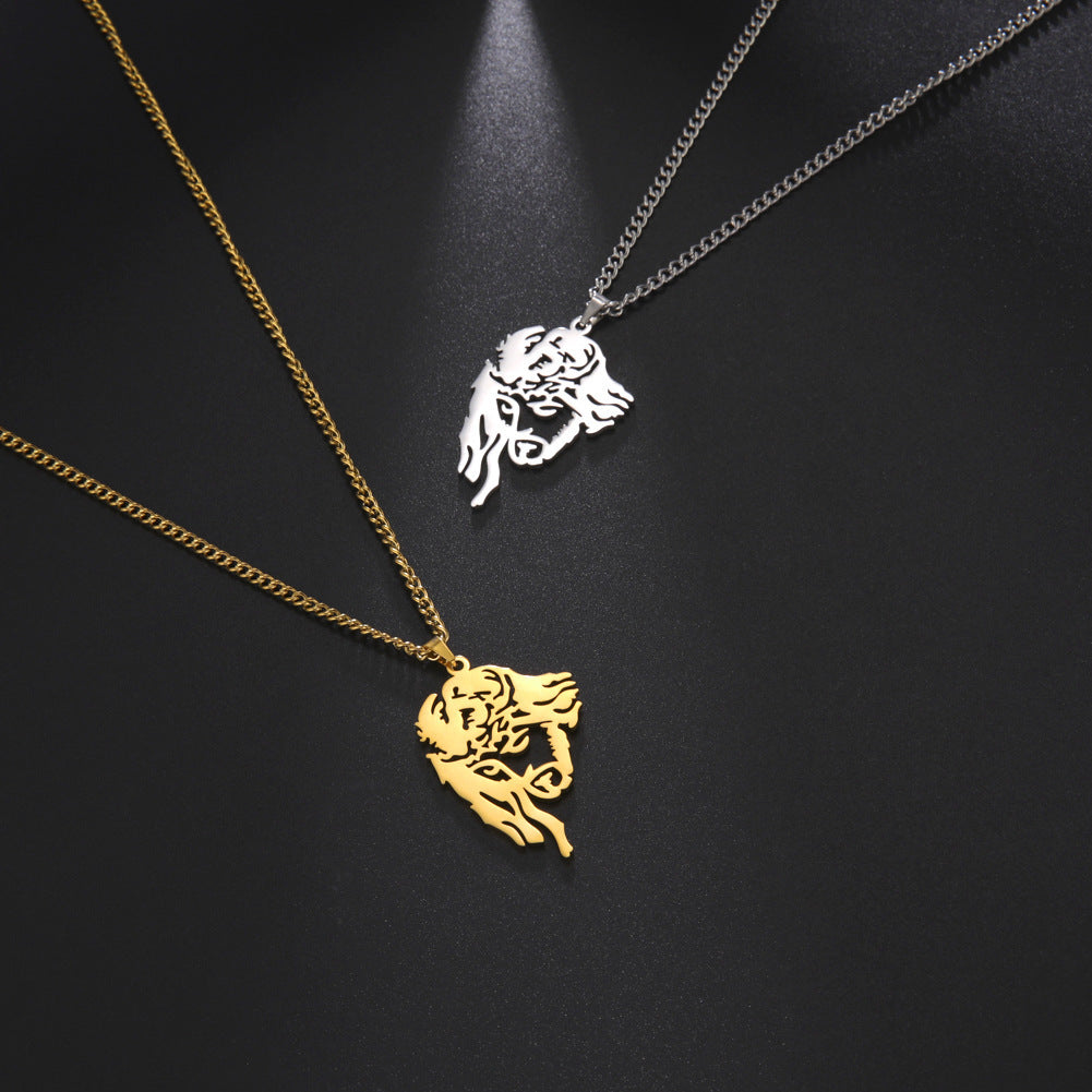 Collier en acier inoxydable avec pendentif en acier titane à la mode