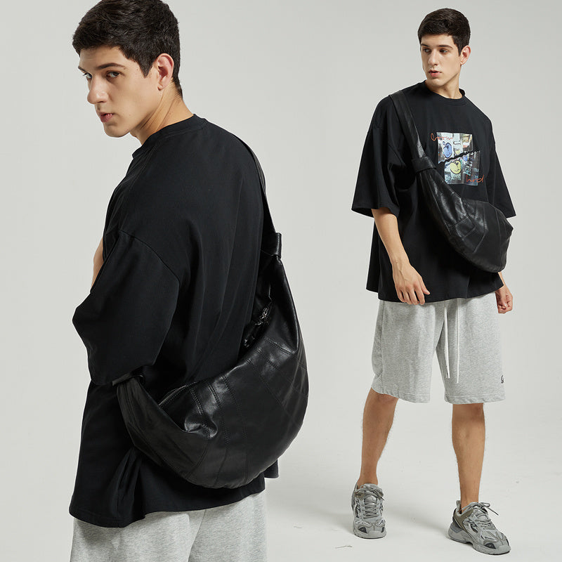 Sac de Dumpling sac de poitrine incliné en cuir pour homme
