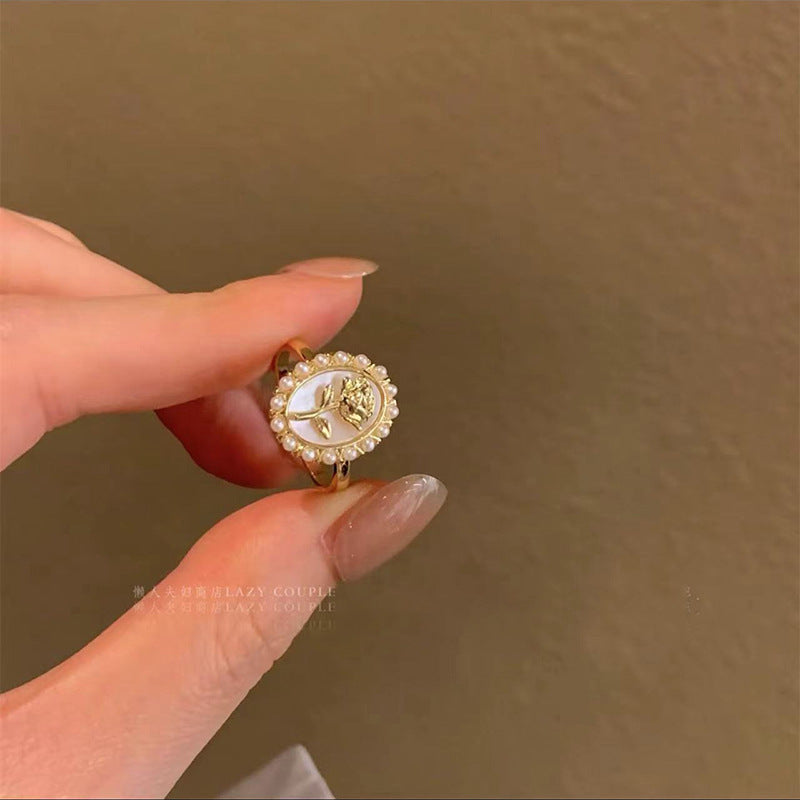 Anillo de piedra Natural ámbar estilo Vintage Maillard para mujer temperamento salvaje