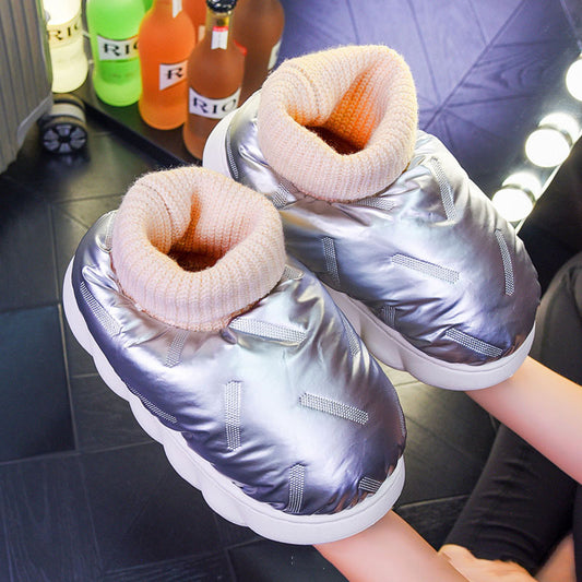 Pantoufles en coton et velours de pain, chaussures imperméables et chaudes pour la maison, pour couples